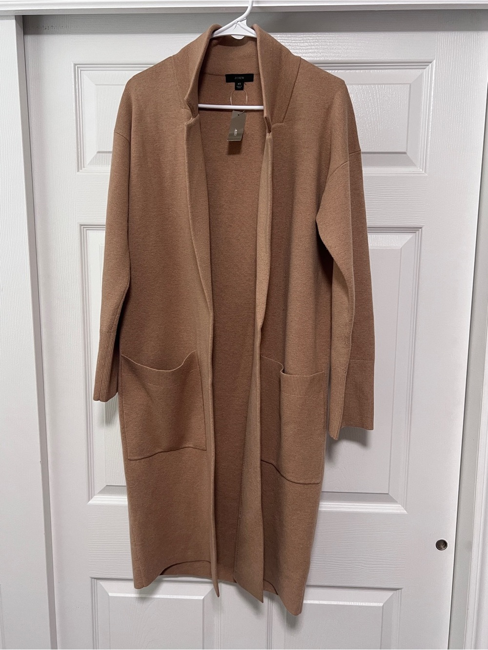 J. Crew Camel Long Open-Front Cardigan